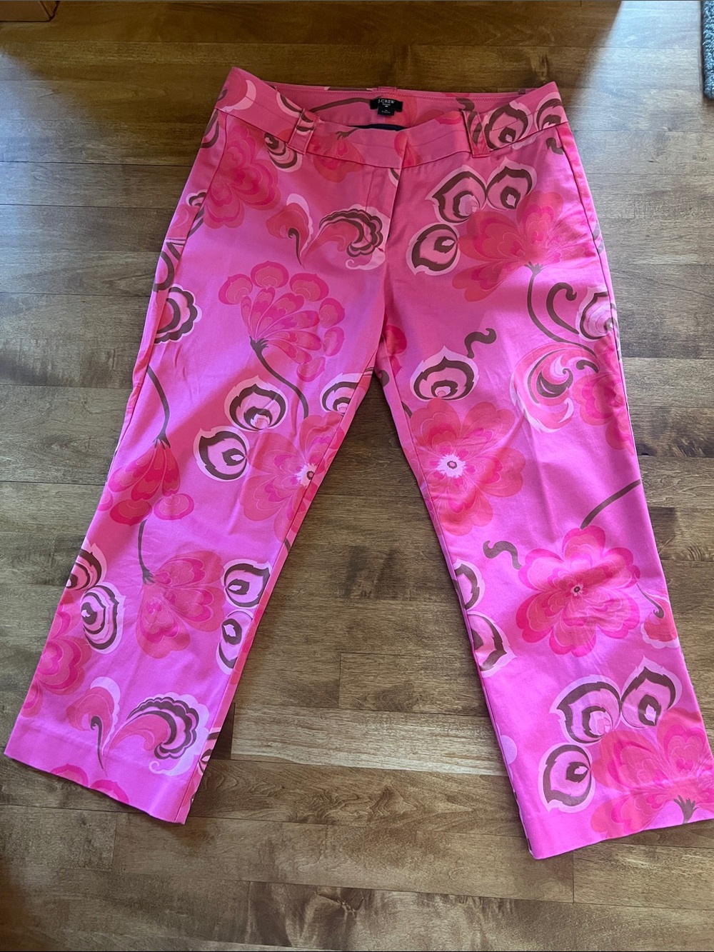 J. Crew Pink Floral Waistband Pants